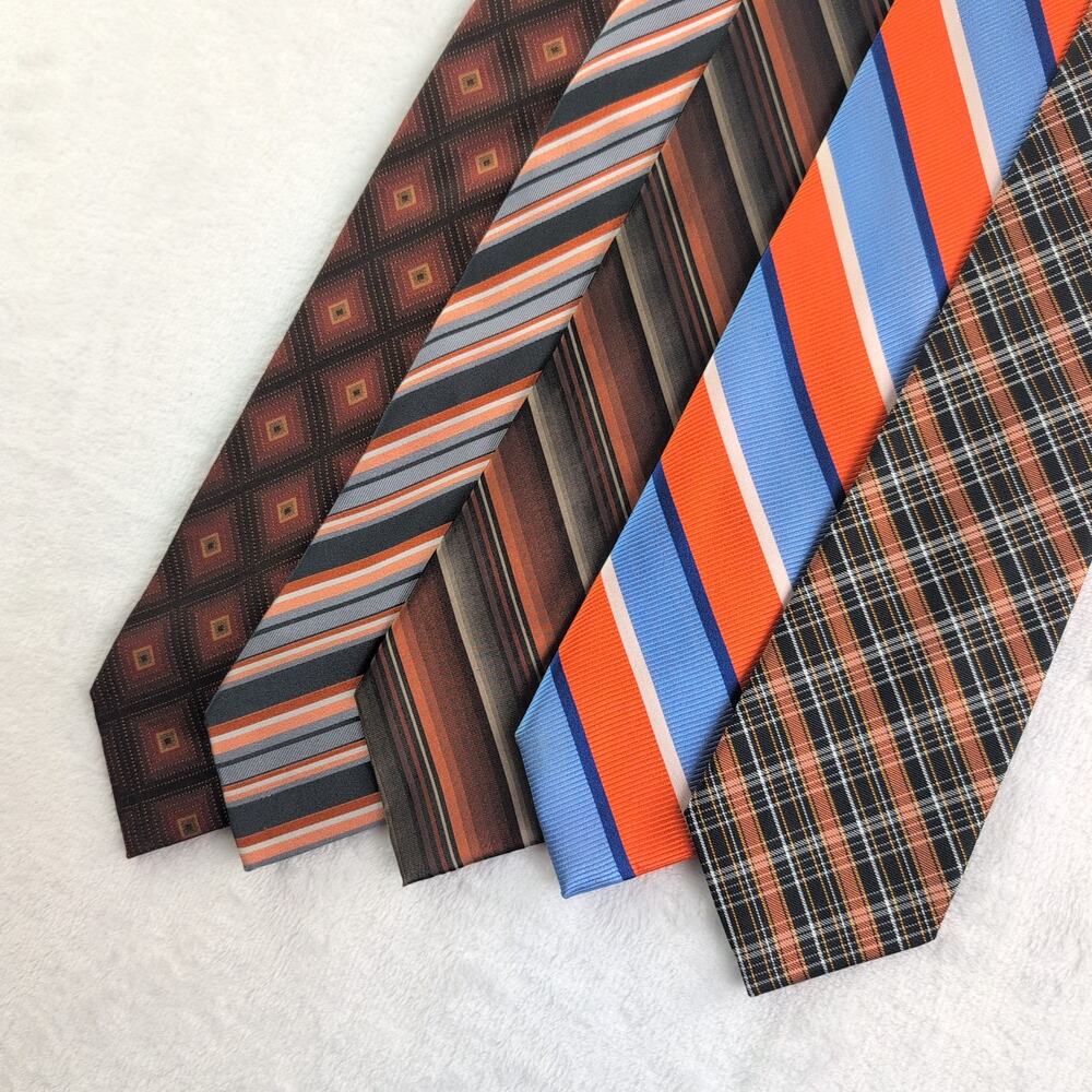 Lot of (5) 100% Silk Ties Oranges/Browns (Forsyth, JosephFiess, GeoffreyBeene)